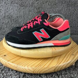 New Balance 515 Running Shoe Womens 9 Black Pink Blue Suede Lifestyle Sneakers